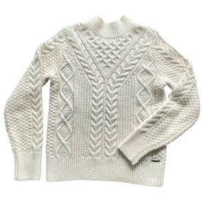 Abercrombie & Fitch Cable Knit Sweater - Cream cotton blend mock neck Sz: S